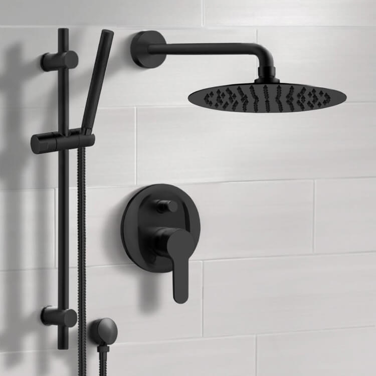 Shower Faucet, Remer SFR44, Matte Black Shower System With Rain Shower Head and Hand Shower